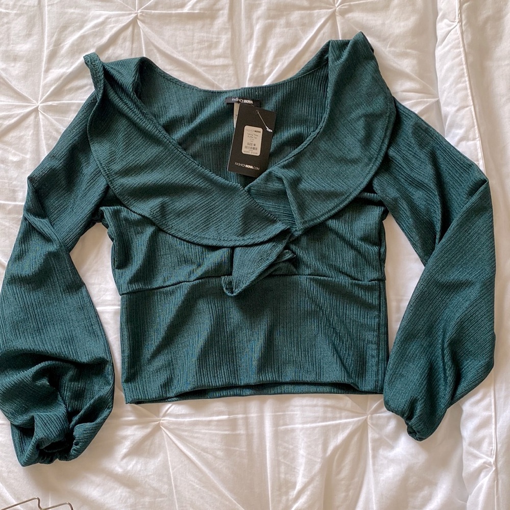 Dark green long sleeve blouse